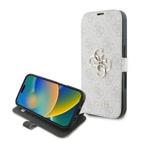 Oryginalne Etui IPHONE 16 Guess Book 4G Metal Logo (GUBKP16S4GMGPI) różowe