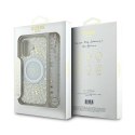 Oryginalne Etui IPHONE 16 Guess Hardcase IML Flowers Allover Electro With Pearl Strap MagSafe (GUHMP16SHCPOFPH) białe