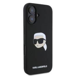 Oryginalne Etui IPHONE 16 Karl Lagerfeld Hardcase Silicone Choupette Head Print MagSafe (KLHMP16SSKHPPLK) czarne