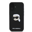 Oryginalne Etui IPHONE 16 Karl Lagerfeld Hardcase Silicone Choupette Head Print MagSafe (KLHMP16SSKHPPLK) czarne