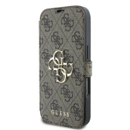 Oryginalne Etui IPHONE 16 PRO Guess Book 4G Metal Logo (GUBKP16L4GMGBR) brązowe