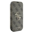 Oryginalne Etui IPHONE 16 PRO Guess Book 4G Metal Logo (GUBKP16L4GMGBR) brązowe