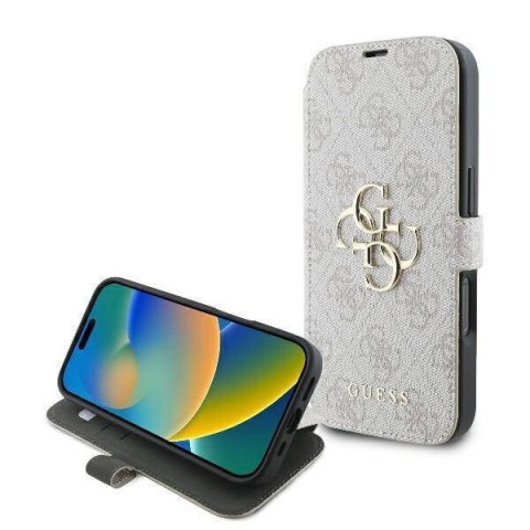 Oryginalne Etui IPHONE 16 PRO Guess Book 4G Metal Logo (GUBKP16L4GMGPI) różowe