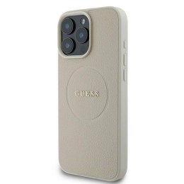 Oryginalne Etui IPHONE 16 PRO Guess Hardcase Grained Ring MagSafe (GUHMP16LPGHSMME) beżowe