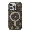 Oryginalne Etui IPHONE 16 PRO Guess Hardcase IML 4G Background MagSafe (GUHMP16LH4DTEW) brązowe