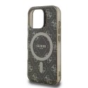 Oryginalne Etui IPHONE 16 PRO Guess Hardcase IML 4G Background MagSafe (GUHMP16LH4DTEW) brązowe