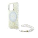 Oryginalne Etui IPHONE 16 PRO Guess Hardcase IML Flowers Allover Electro With Pearl Strap MagSafe (GUHMP16LHCPOFPH) białe