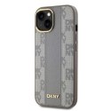 Oryginalne Etui IPHONE 14 DKNY Hardcase Leather Checkered Mono Pattern MagSafe (DKHMP14SPCPVSLE) beżowe