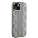 Oryginalne Etui IPHONE 14 DKNY Hardcase Leather Checkered Mono Pattern MagSafe (DKHMP14SPCPVSLE) beżowe