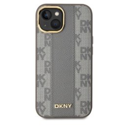 Oryginalne Etui IPHONE 15 DKNY Hardcase Leather Checkered Mono Pattern MagSafe (DKHMP15SPCPVSLE) beżowe