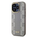 Oryginalne Etui IPHONE 15 PRO DKNY Hardcase Leather Checkered Mono Pattern MagSafe (DKHMP15LPCPVSLE) beżowe