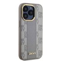 Oryginalne Etui IPHONE 15 PRO DKNY Hardcase Leather Checkered Mono Pattern MagSafe (DKHMP15LPCPVSLE) beżowe