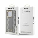 Oryginalne Etui IPHONE 15 PRO DKNY Hardcase Leather Checkered Mono Pattern MagSafe (DKHMP15LPCPVSLE) beżowe