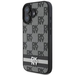 Oryginalne Etui IPHONE 16 DKNY Hardcase Checkered Pattern & Printed Stripes (DKHCP16SPCPTSSK) czarne