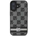 Oryginalne Etui IPHONE 16 DKNY Hardcase Checkered Pattern & Printed Stripes (DKHCP16SPCPTSSK) czarne