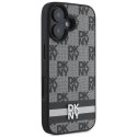 Oryginalne Etui IPHONE 16 DKNY Hardcase Checkered Pattern & Printed Stripes (DKHCP16SPCPTSSK) czarne