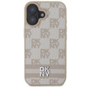 Oryginalne Etui IPHONE 16 DKNY Hardcase Checkered Pattern & Printed Stripes (DKHCP16SPCPTSSP) różowe