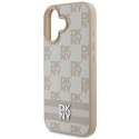 Oryginalne Etui IPHONE 16 DKNY Hardcase Checkered Pattern & Printed Stripes (DKHCP16SPCPTSSP) różowe