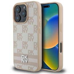 Oryginalne Etui IPHONE 16 PRO DKNY Hardcase Checkered Pattern & Printed Stripes (DKHCP16LPCPTSSP) różowe