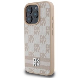 Oryginalne Etui IPHONE 16 PRO DKNY Hardcase Checkered Pattern & Printed Stripes (DKHCP16LPCPTSSP) różowe