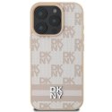 Oryginalne Etui IPHONE 16 PRO DKNY Hardcase Checkered Pattern & Printed Stripes (DKHCP16LPCPTSSP) różowe