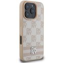 Oryginalne Etui IPHONE 16 PRO DKNY Hardcase Checkered Pattern & Printed Stripes (DKHCP16LPCPTSSP) różowe