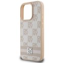 Oryginalne Etui IPHONE 16 PRO DKNY Hardcase Checkered Pattern & Printed Stripes (DKHCP16LPCPTSSP) różowe