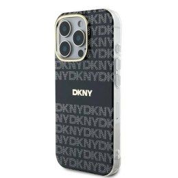 Oryginalne Etui IPHONE 16 PRO DKNY Hardcase Repeat Texture Pattern With Stripe (DKHMP16LHRHSEK) czarne