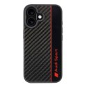 Oryginalne Etui IPHONE 16 Audi Carbon Fiber Stripe (AUS-TPUPCIP16-R8/D1-BK) czarne