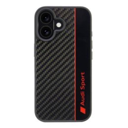 Oryginalne Etui IPHONE 16 Audi Carbon Fiber Stripe (AUS-TPUPCIP16-R8/D1-BK) czarne