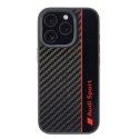 Oryginalne Etui IPHONE 16 PRO Audi Carbon Fiber Stripe (AUS-TPUPCIP16P-R8/D1-BK) czarne