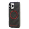 Oryginalne Etui IPHONE 16 PRO MAX Audi Carbon Fiber Sport Red Circle MagSafe (AUS-TPUPCMIP16PM-RSQ/D5-BK) czarne