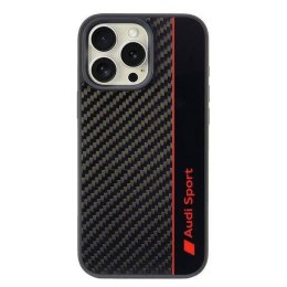 Oryginalne Etui IPHONE 16 PRO MAX Audi Carbon Fiber Stripe (AUS-TPUPCIP16PM-R8/D1-BK) czarne