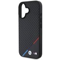 Oryginalne Etui IPHONE 16 BMW Hardcase M Carbon Tricolor Line MagSafe (BMHMP16S23PUDTK) czarne