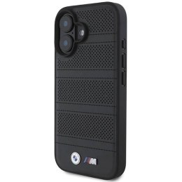 Oryginalne Etui IPHONE 16 BMW Hardcase M Perforated & Stitched Line MagSafe (BMHMP16S23PUSPK) czarne