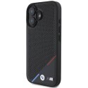 Oryginalne Etui IPHONE 16 BMW Hardcase M Perforated Tricolor Line MagSafe (BMHMP16S23PUPDK) czarne