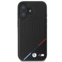 Oryginalne Etui IPHONE 16 BMW Hardcase M Perforated Tricolor Line MagSafe (BMHMP16S23PUPDK) czarne