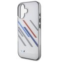 Oryginalne Etui IPHONE 16 BMW Hardcase Motosport IML Random Stripes (BMHCP16S23HTRAG) szare