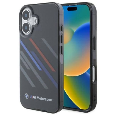 Oryginalne Etui IPHONE 16 BMW Hardcase Motosport IML Random Stripes (BMHCP16S23HTRAK) czarne