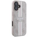 Oryginalne Etui IPHONE 16 Guess Hardcase 4G Printed Stripes MagSafe (GUHMP16SP4RPSP) różowe