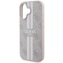 Oryginalne Etui IPHONE 16 Guess Hardcase 4G Printed Stripes MagSafe (GUHMP16SP4RPSP) różowe