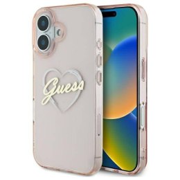 Oryginalne Etui IPHONE 16 Guess Hardcase IML Heart (GUHCP16SHCHGSPP) różowe