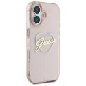 Oryginalne Etui IPHONE 16 Guess Hardcase IML Heart (GUHCP16SHCHGSPP) różowe