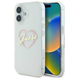 Oryginalne Etui IPHONE 16 Guess Hardcase IML Heart (GUHCP16SHCHGSPT) transparentne