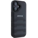 Oryginalne Etui IPHONE 16 Mercedes AMG Hardcase Leather Debossed Lines Black Logo (AMHCP16SGSEBK) czarne