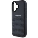 Oryginalne Etui IPHONE 16 Mercedes AMG Hardcase Leather Debossed Lines Black Logo (AMHCP16SGSEBK) czarne