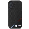 Oryginalne Etui IPHONE 16 PLUS BMW Hardcase M Perforated Tricolor Line MagSafe (BMHMP16M23PUPDK) czarne