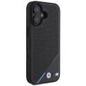 Oryginalne Etui IPHONE 16 PLUS BMW Hardcase M Perforated Tricolor Line MagSafe (BMHMP16M23PUPDK) czarne