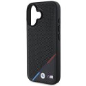 Oryginalne Etui IPHONE 16 PLUS BMW Hardcase M Perforated Tricolor Line MagSafe (BMHMP16M23PUPDK) czarne