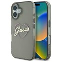 Oryginalne Etui IPHONE 16 PLUS Guess Hardcase IML Heart (GUHCP16MHCHGSPK) czarne